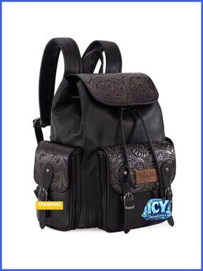 Wrangler Backpack Purse for Women Men Western Floral Tooled Travel Laptop Bag